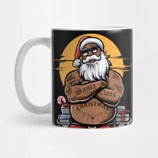 Awesome Tattooed Black Santa Illustration Mug